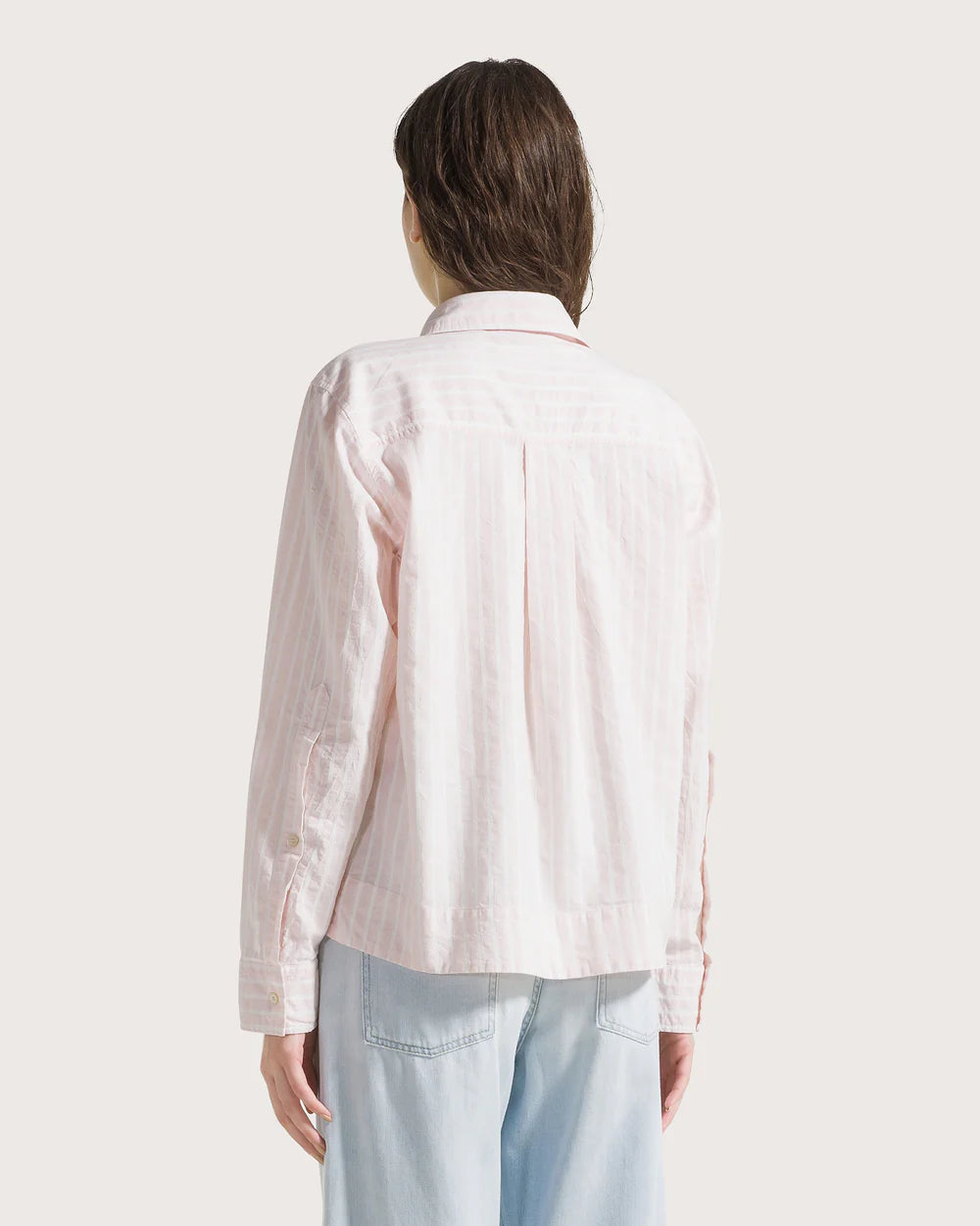 Camicia in cotone rigato rosa / 19.70