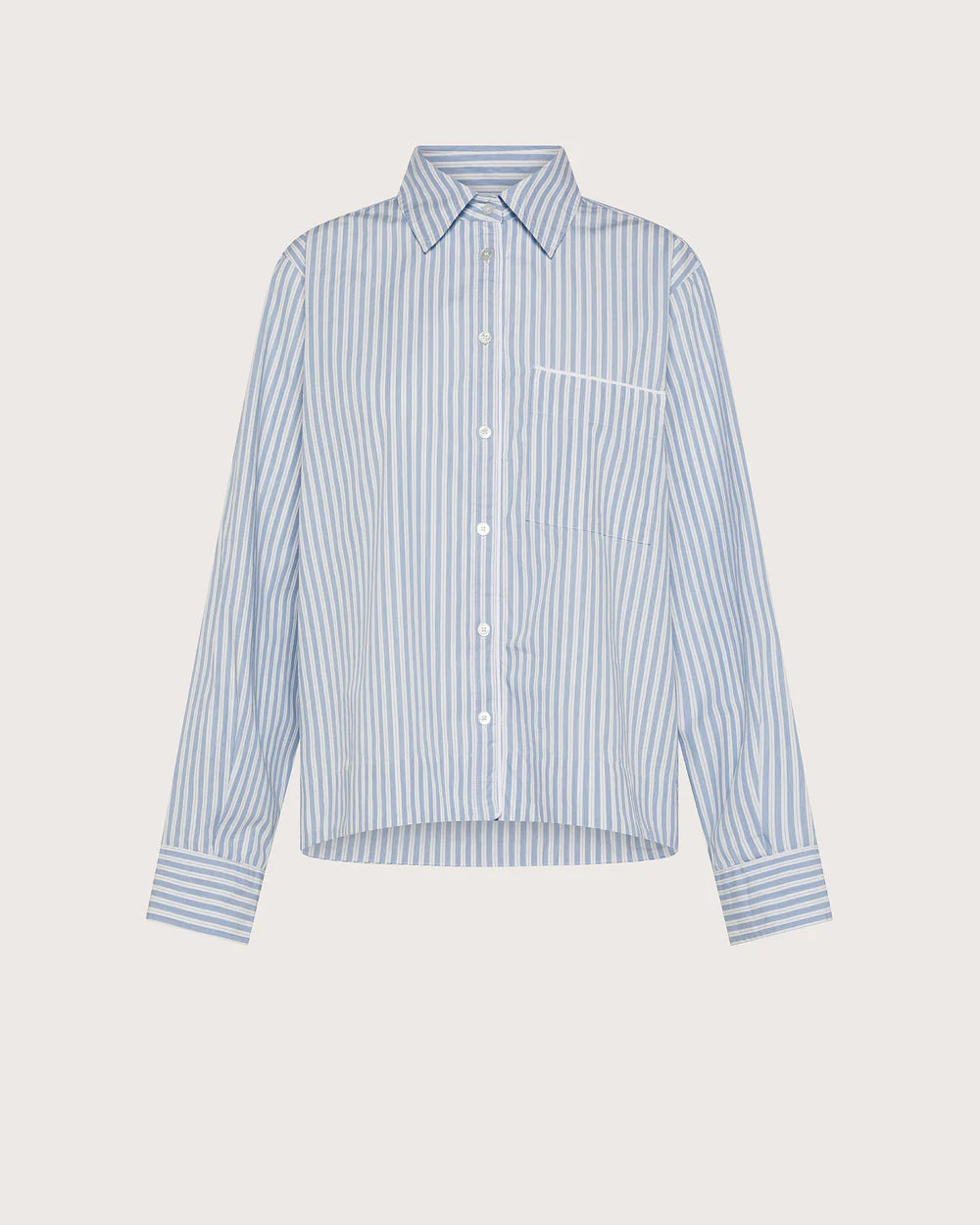 Camicia azzurra in cotone rigato / 19.70