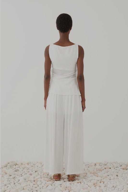 Top bianco con arricciatura sul fianco / ELEH