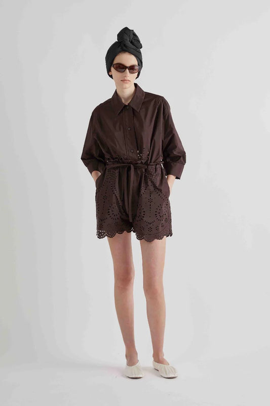 Camicia in taffetà con orlo smerlato / MeiMeij