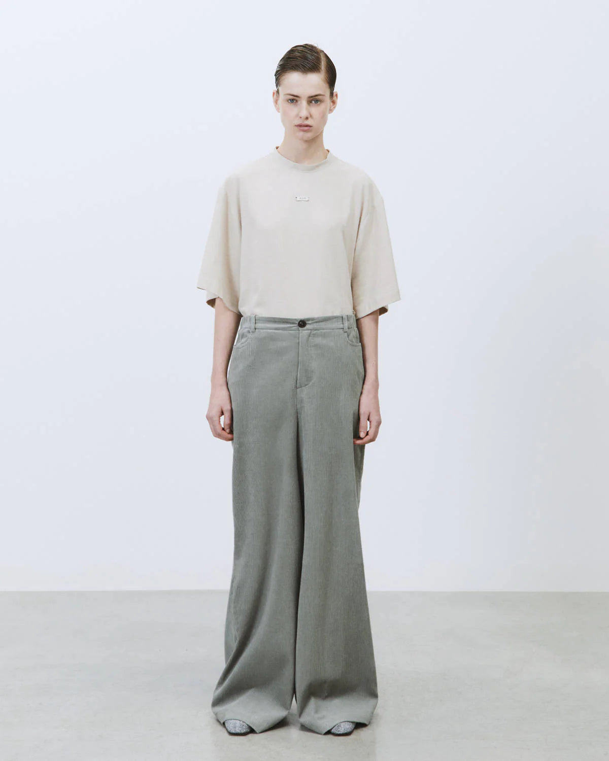 Pantalone wide leg in velluto