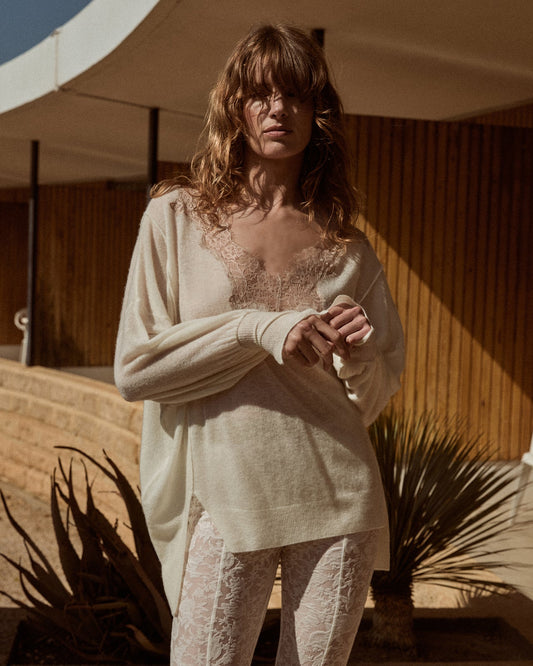 Maglia in lana con inserto in pizzo / Mes Demoiselles Paris