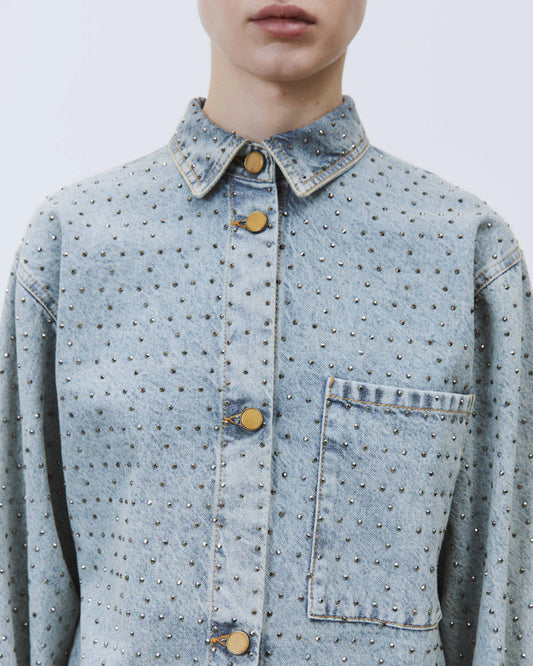 Camicia in denim con strass