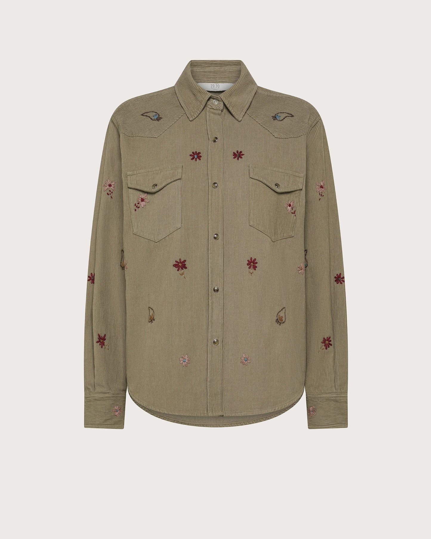 Camicia in velluto millerighe ricamata