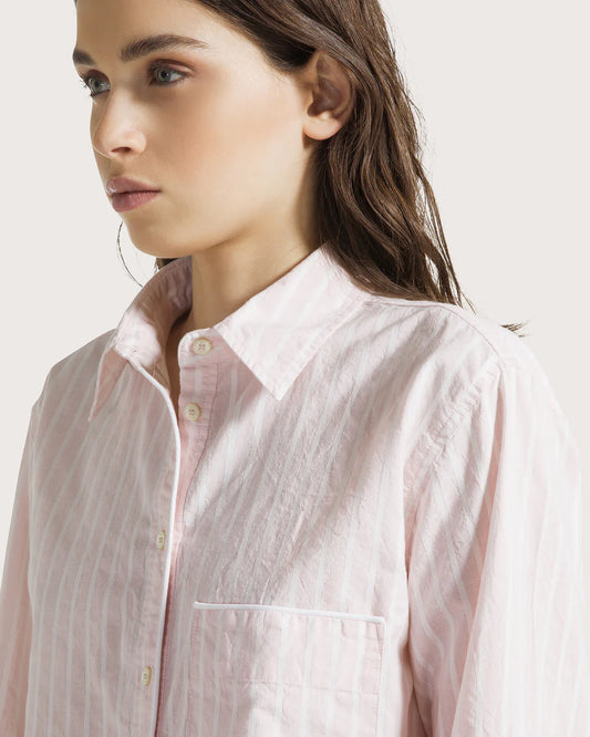 Camicia in cotone rigato rosa / 19.70