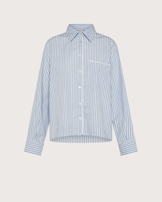 Camicia azzurra in cotone rigato / 19.70