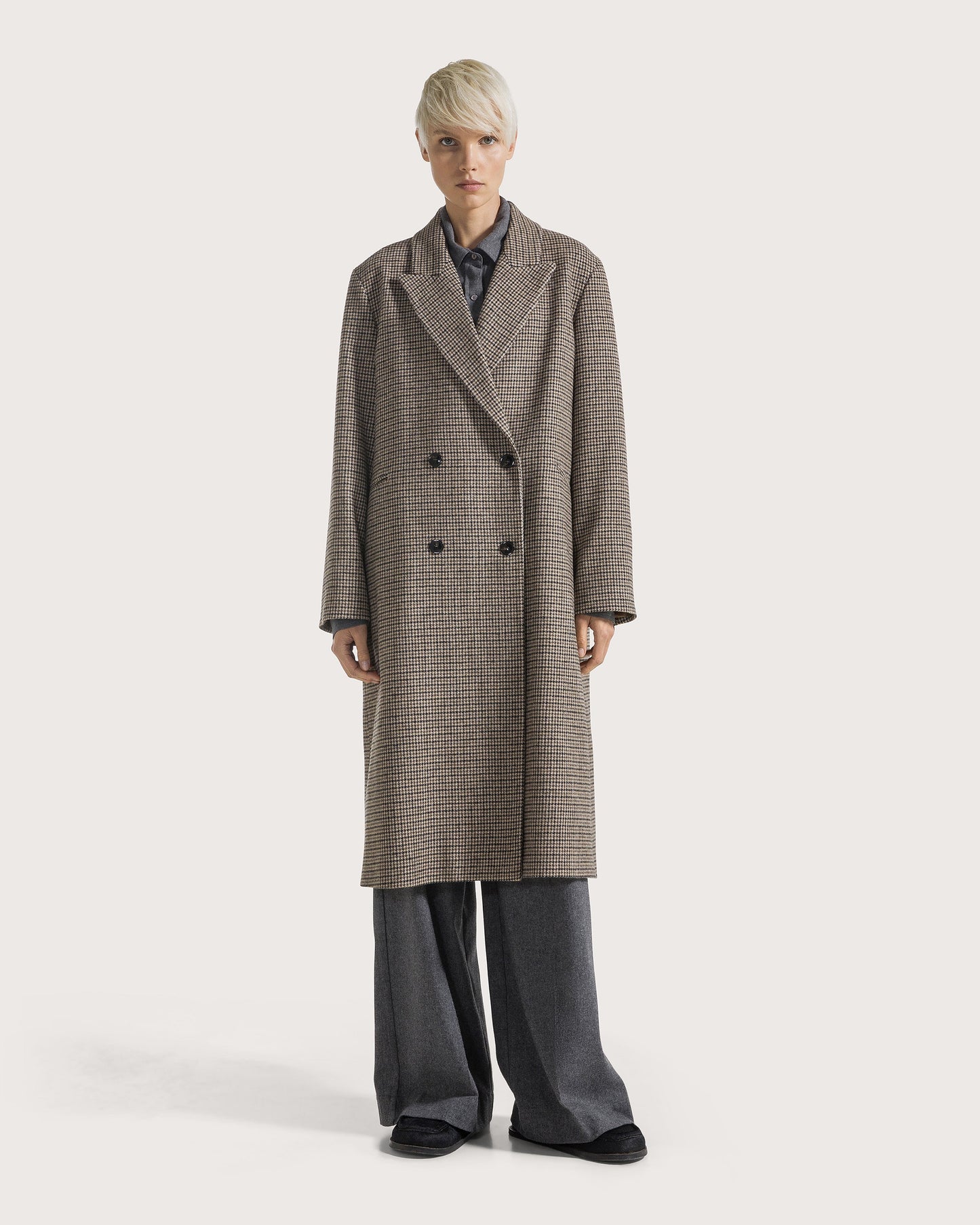 Cappotto in panno pied de poule