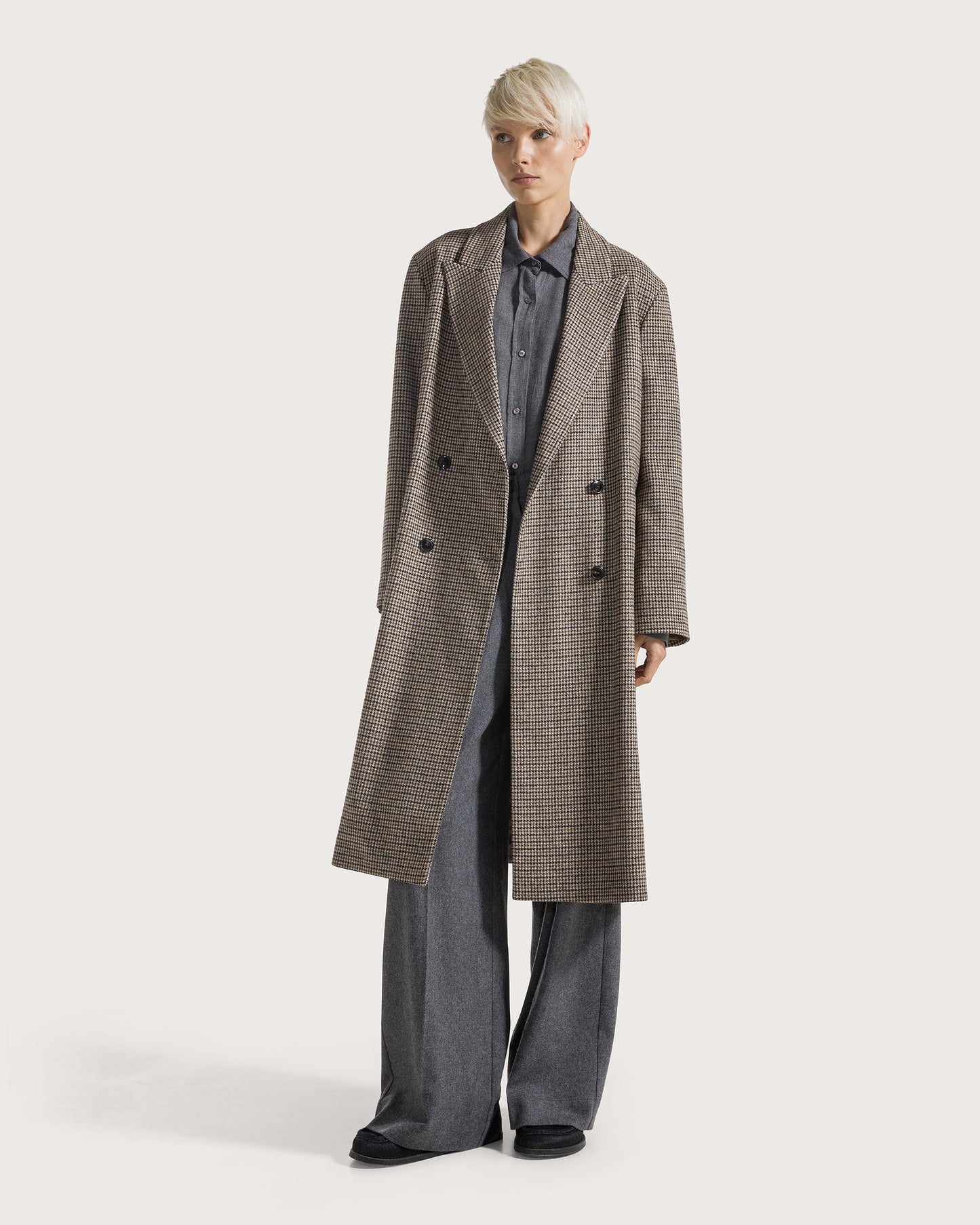 Cappotto in panno pied de poule