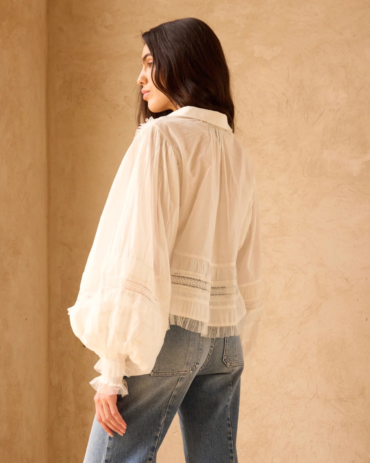 Blusa in cotone operato e pizzo MELODY / Mes Demoiselles