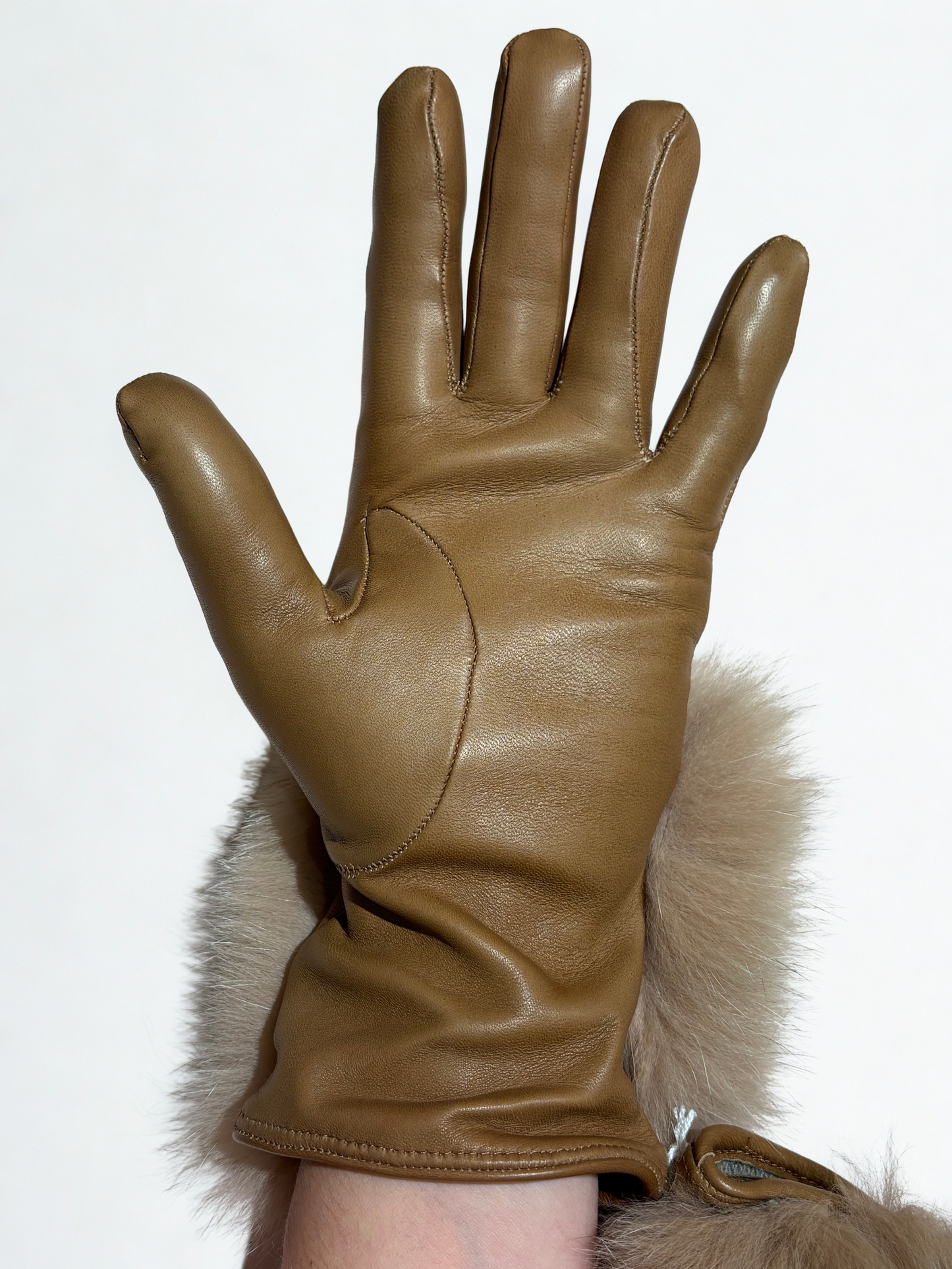 Guanti in pelle con manicotto in pelliccia / Alpo