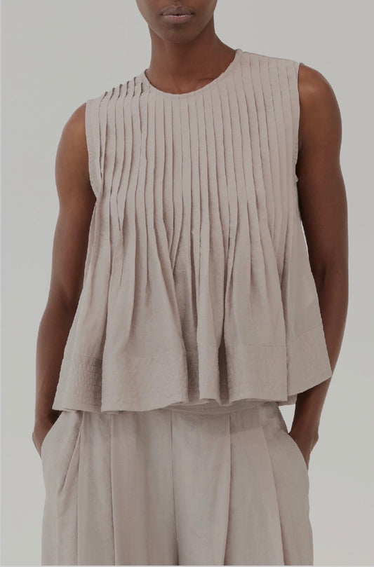 Top misto viscosa con arricciatura perla / ELEH