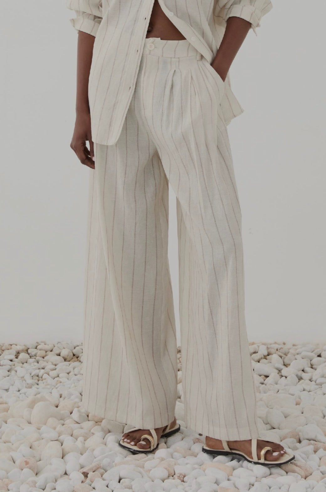 Pantalone gessato ecrù / ELEH