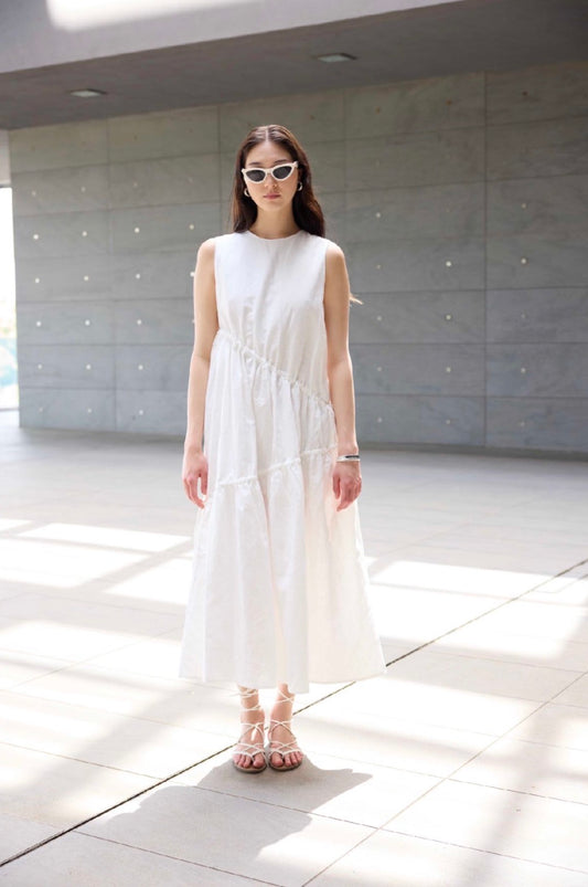 Abito in cotone con coulisse diagonale / ELEH