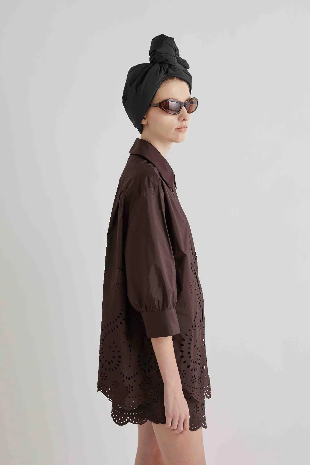 Camicia in taffetà con orlo smerlato / MeiMeij