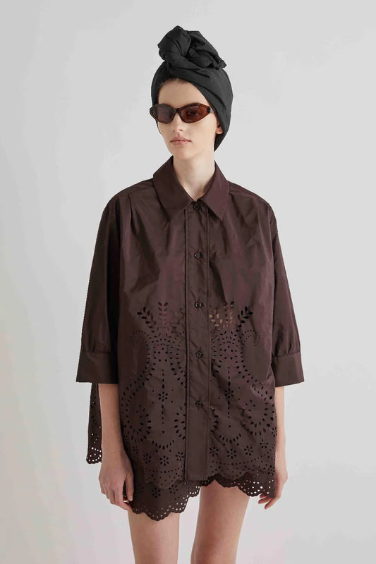 Camicia in taffetà con orlo smerlato / MeiMeij