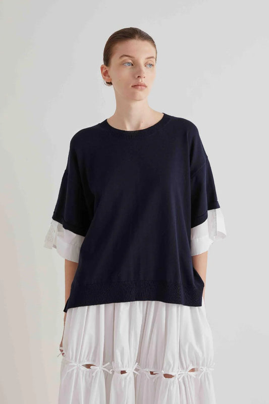 Maglia con inserti in tessuto / MeiMeij