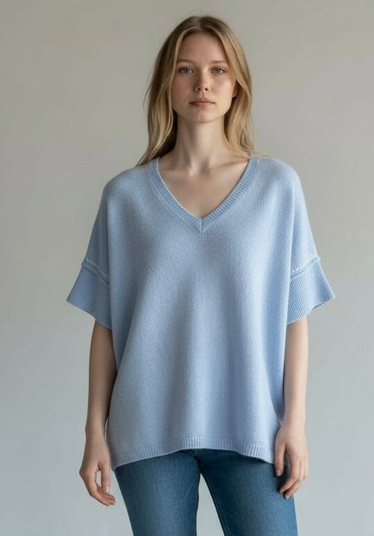 Maglia poncho THESEE azzurro polvere / Not Shy