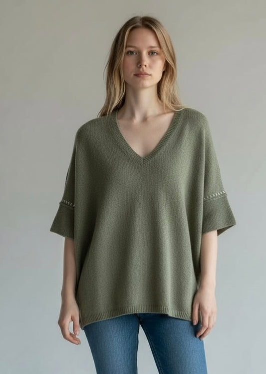 Maglia poncho THESEE oliva / Not Shy