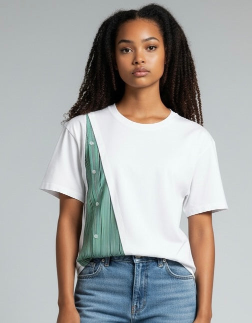 T-Shirt con inserto verde / SoloTre