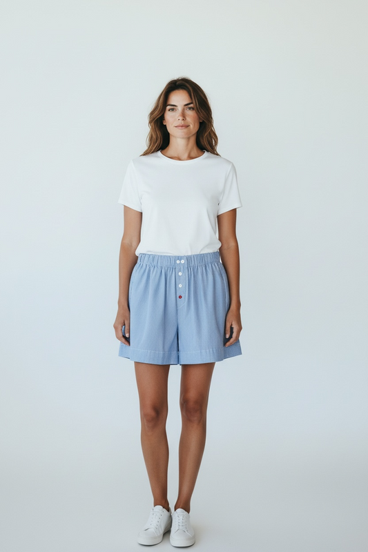 Shorts azzurro a righe / SoloTre