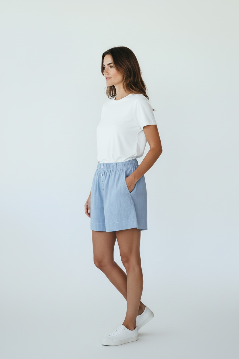 Shorts azzurro a righe / SoloTre