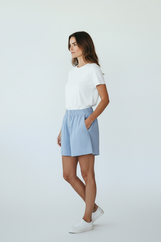 Shorts azzurro a righe / SoloTre