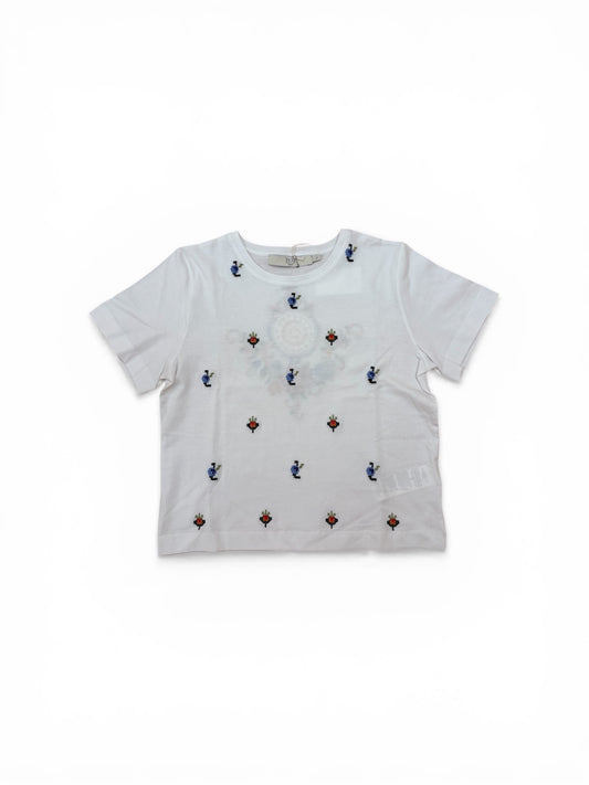 T-Shirt in cotone con ricamo a punto croce / 19.70
