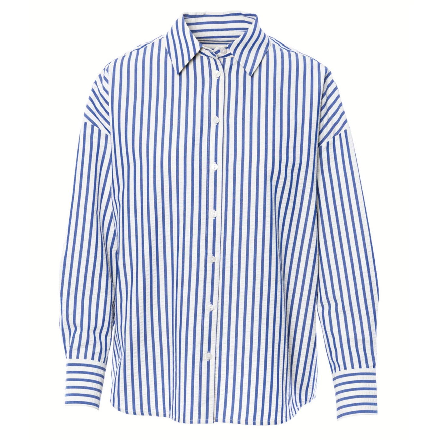 Camicia in misto cotone a righe blu / Anonyme Designers