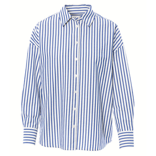 Camicia in misto cotone a righe blu / Anonyme Designers