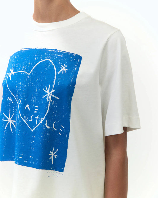 T-Shirt Curiosity Atelier stampa blu / Alysi
