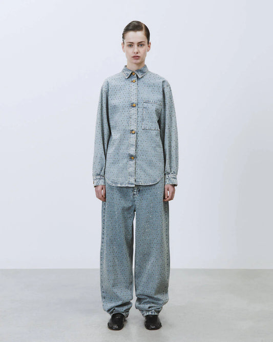 Camicia in denim con strass