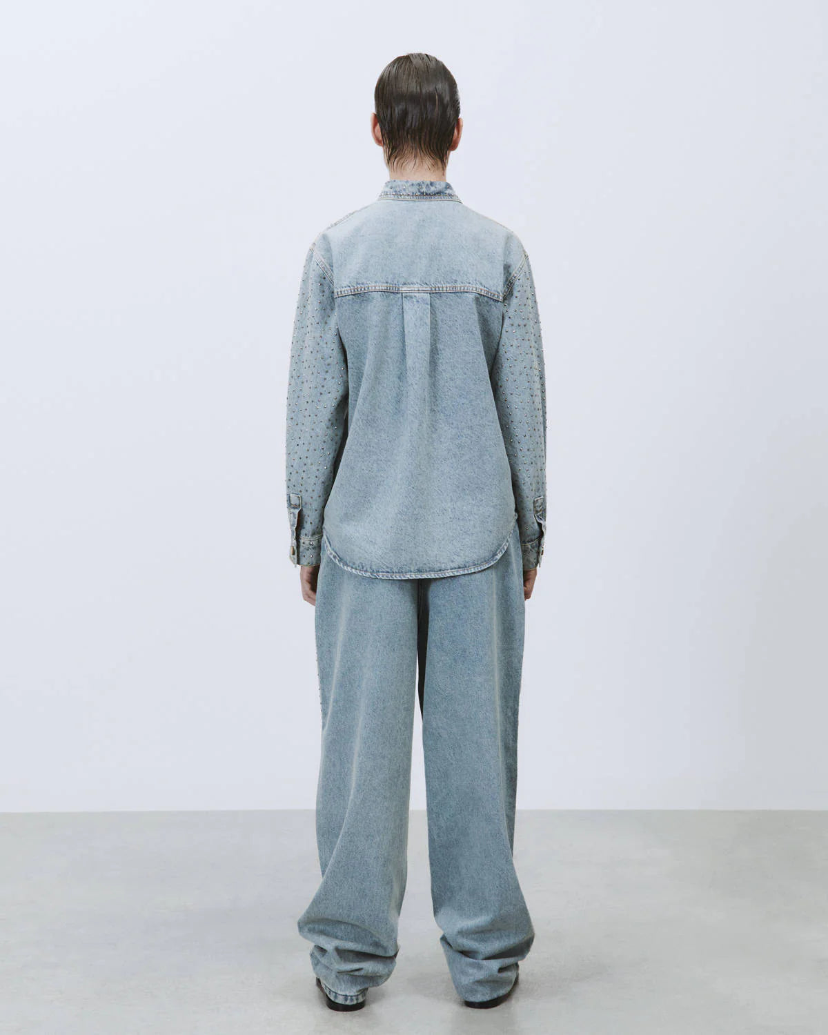 Camicia in denim con strass